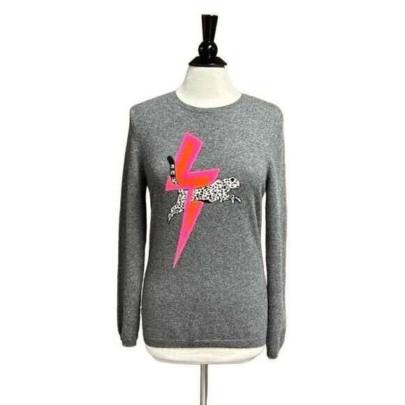Wyse London Gray Cashmere Lightning Bolt Sweater Size 2 - Picture 1 of 7